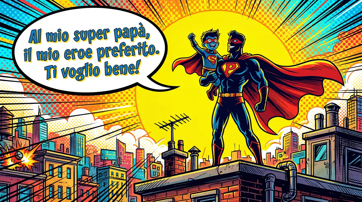 Biglietto d'auguri per la Festa del Papà con un messaggio sp...