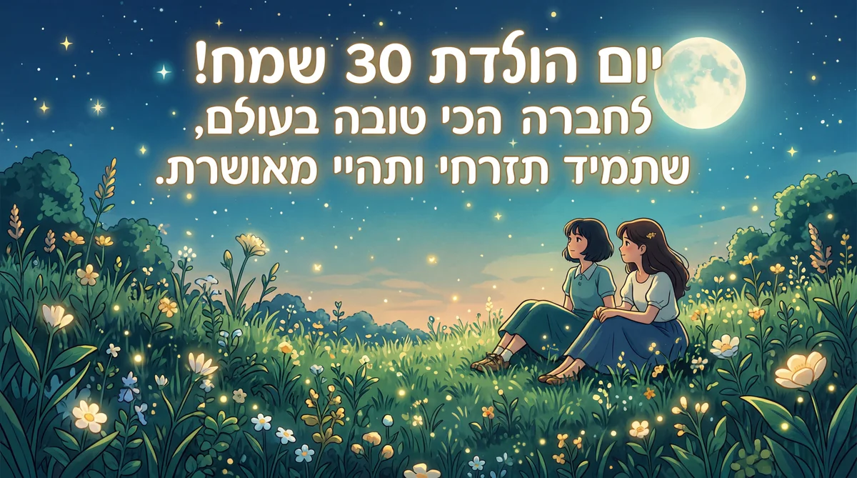 כרטיס ברכה ליום הולדת 30 לחברה הכי טובה