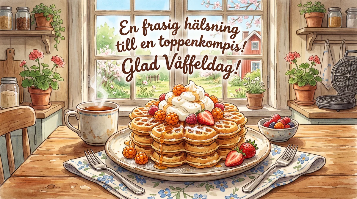 Korttext för Glad Våffeldag till en vän