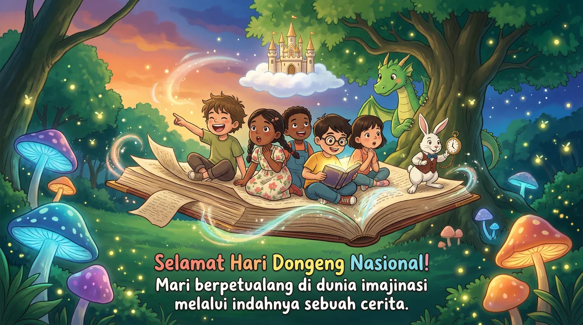 Kartu ucapan Selamat Hari Dongeng Nasional untuk anak-anak