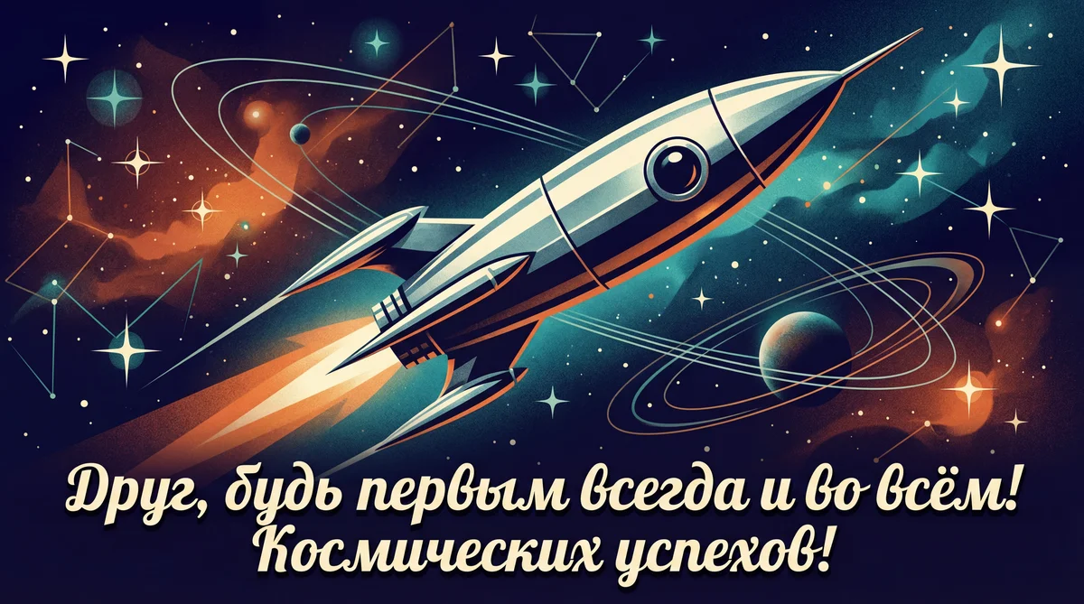 Поздравление другу с Днем космонавтики