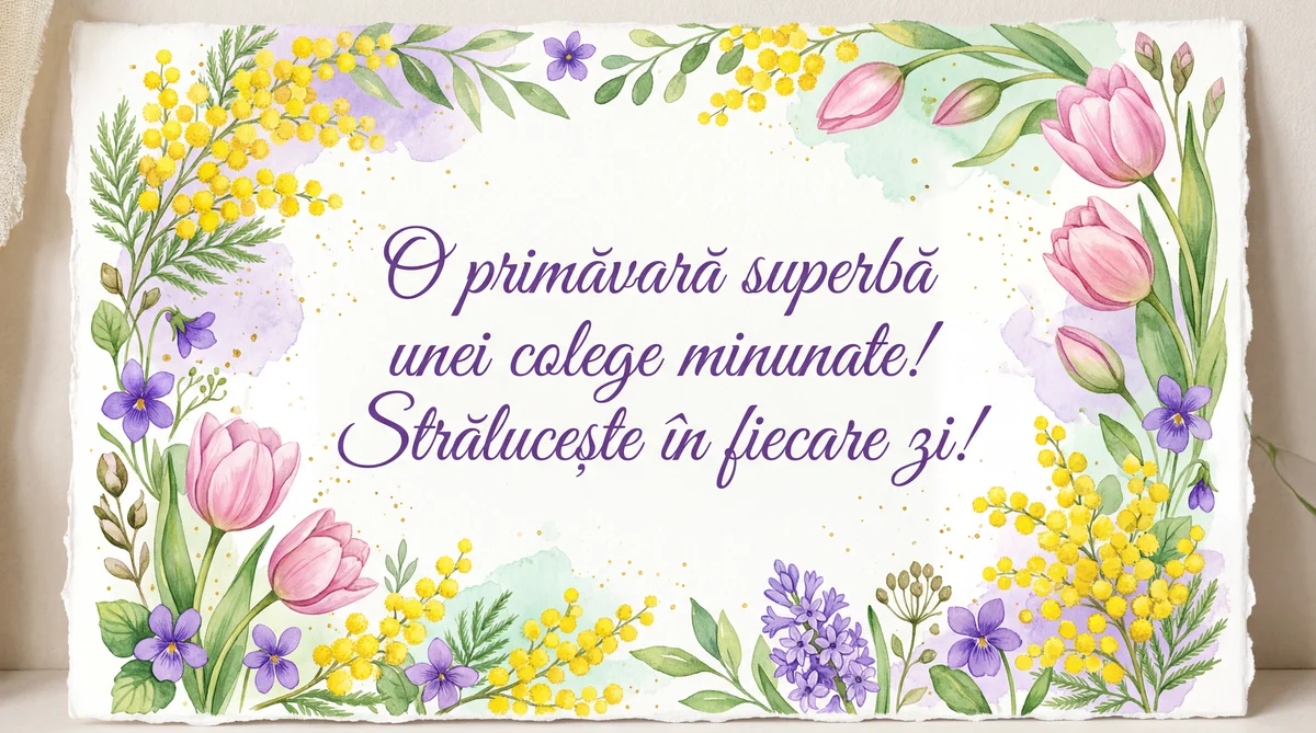 Urări de Ziua Femeii pentru o colegă minunată.