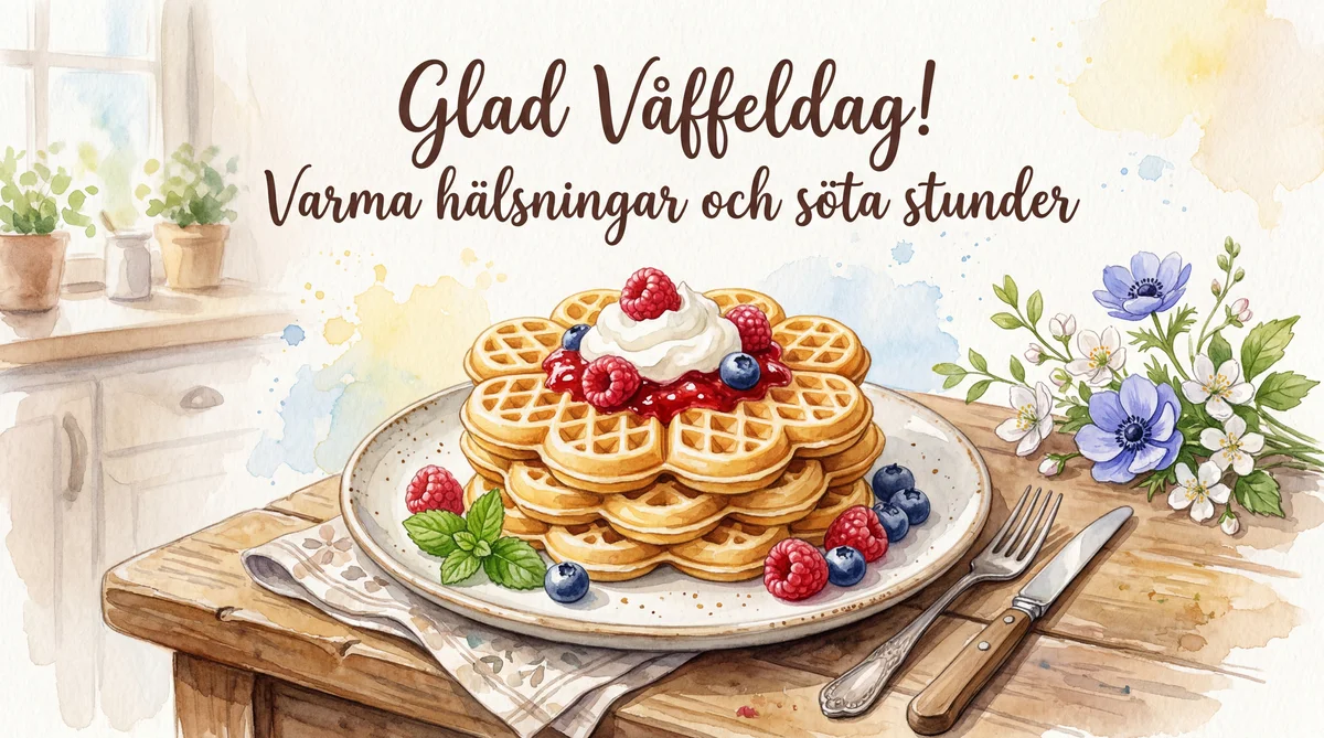 kort till Våffeldagen med varma hälsningar