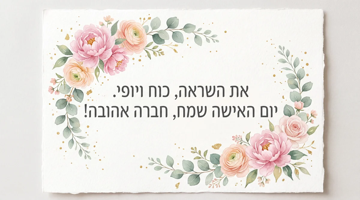 ברכה ליום האישה הבינלאומי לחברה קרובה