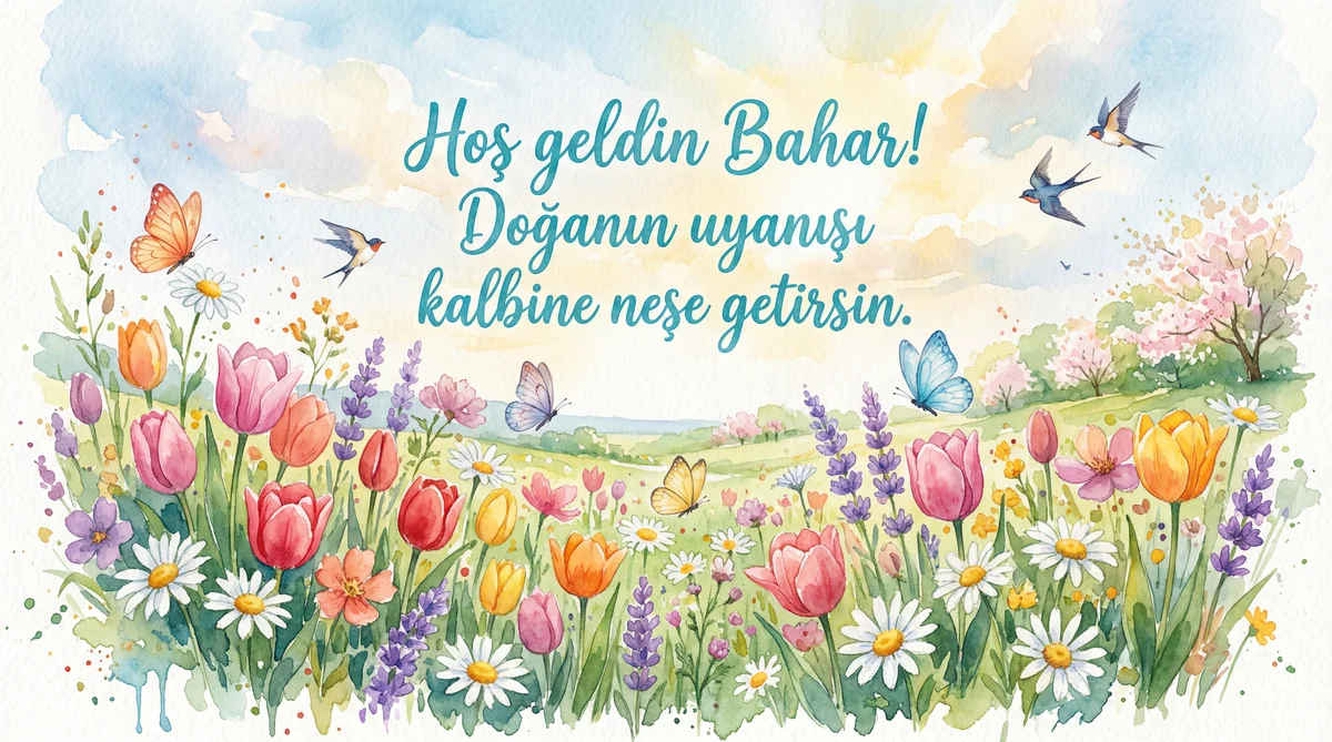 Baharın gelişini kutlamak için neşeli bir mesaj