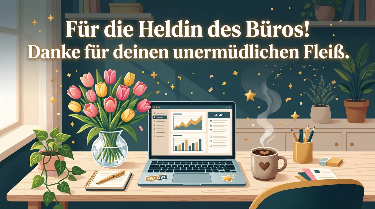 Grußkarte zum Sekretärinnentag für die fleißigste Kollegin