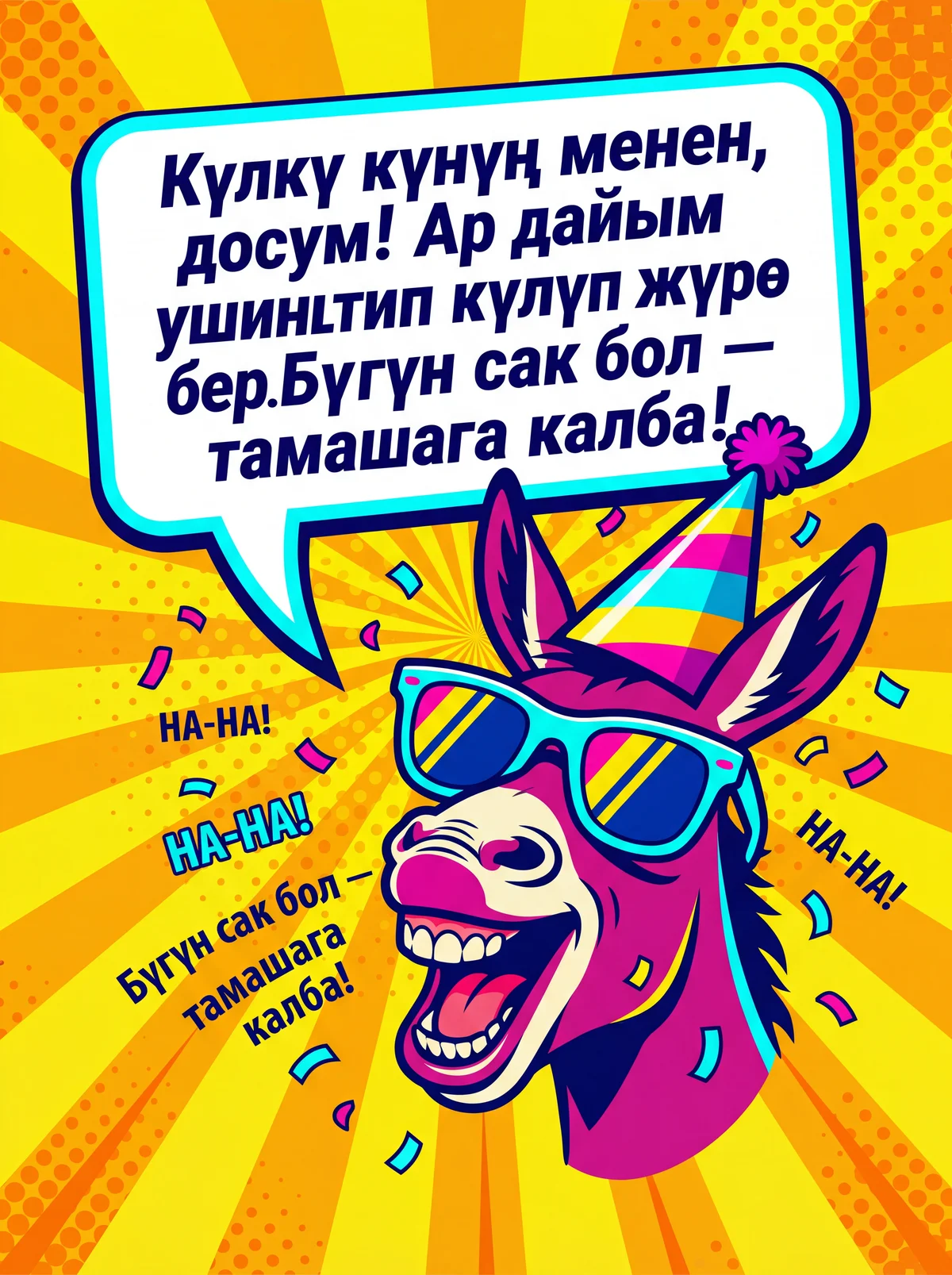 Күлкү күнүнө карата досума тамашалуу куттуктоо