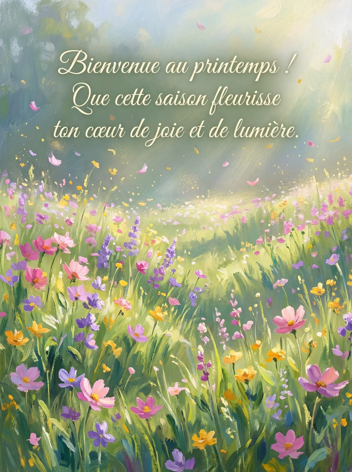 Message de bienvenue au printemps pour une personne spéciale