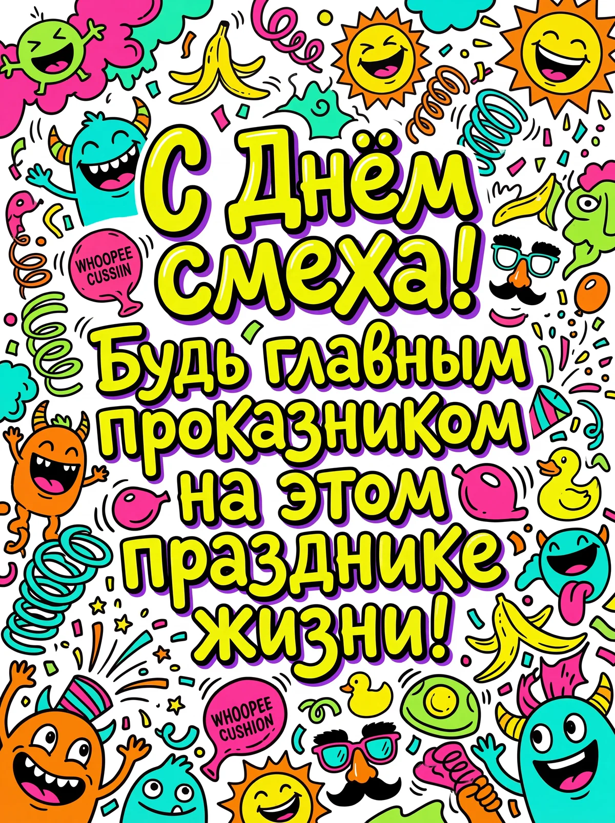 Открытка с Днем смеха для друга