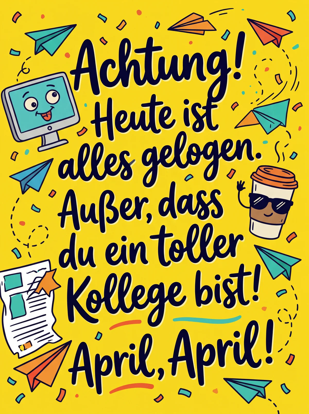 Lustige Grüße zum Aprilscherz für Kollegen