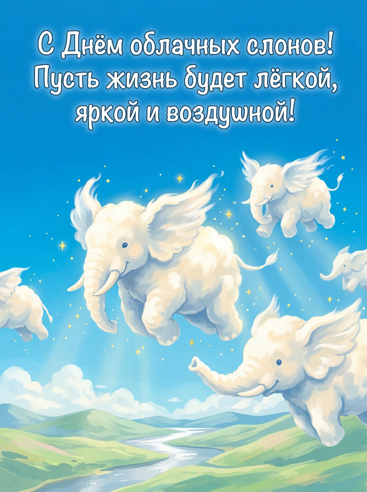 С Днем облачных слонов! Пусть жизнь будет легкой и воздушной...