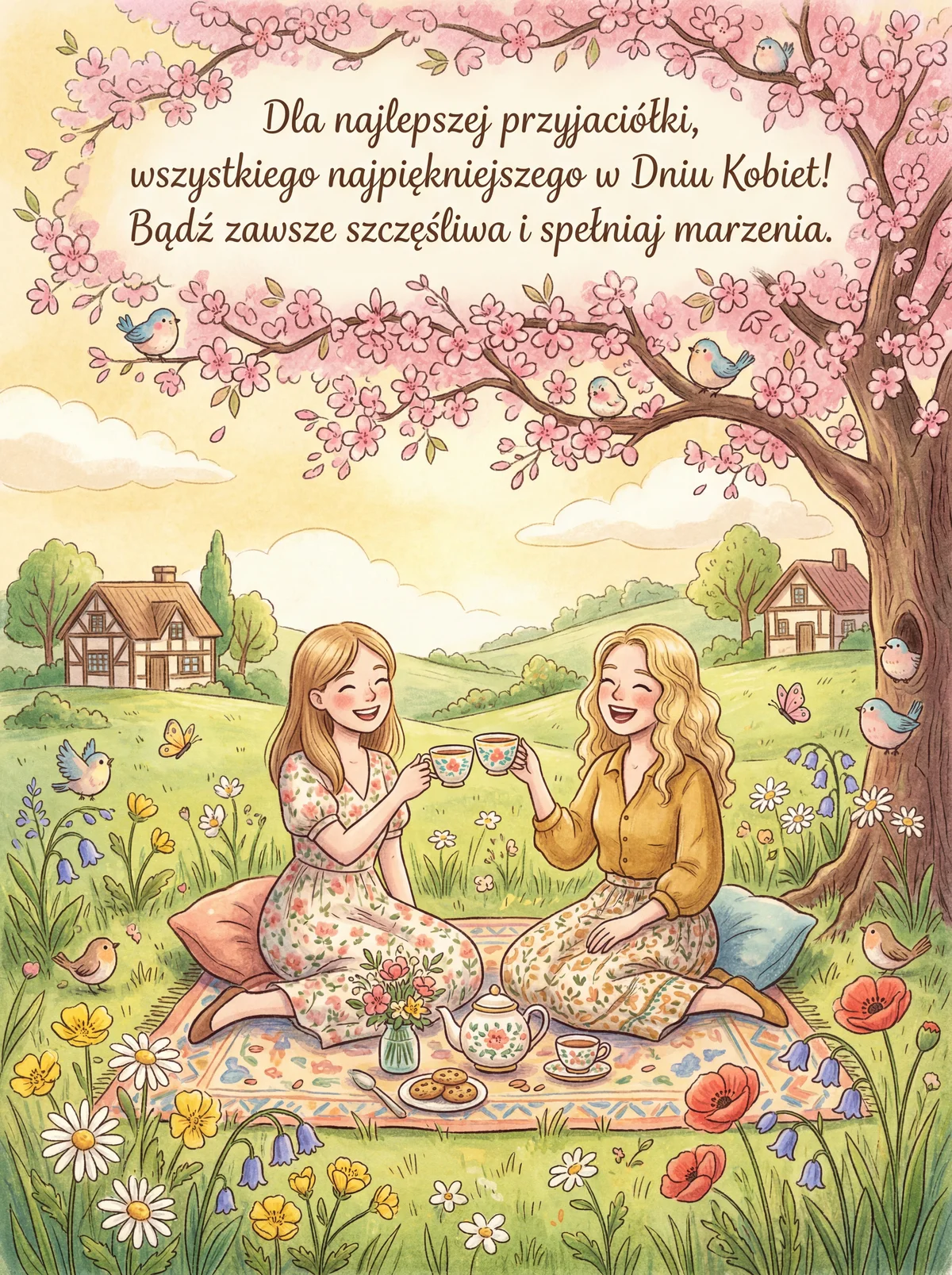 Kartka z życzeniami na Dzień Kobiet dla najlepszej przyjació...