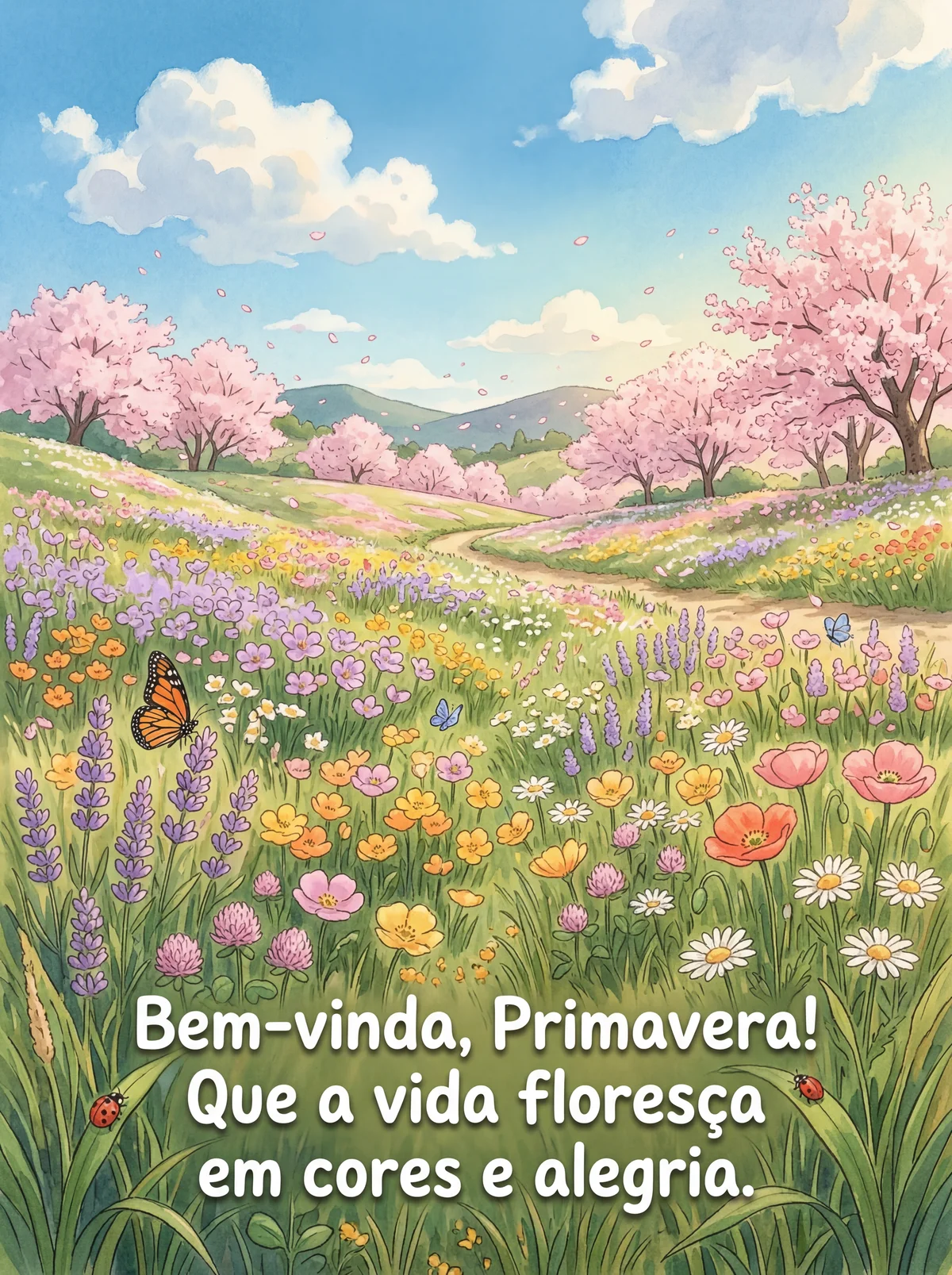 Cartão para desejar uma feliz primavera