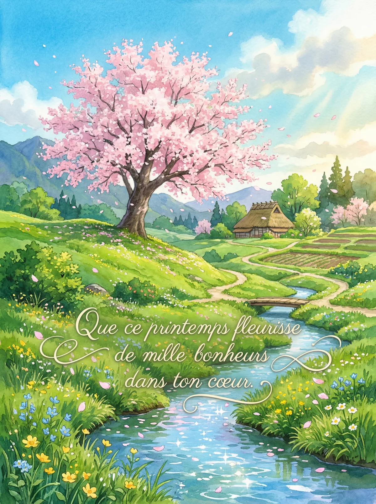 Message pour une carte de vœux de printemps