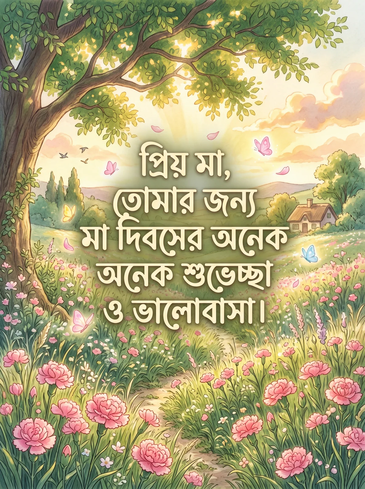 প্রিয় মা, তোমার জন্য মা দিবসের অনেক অনেক শুভেচ্ছা।