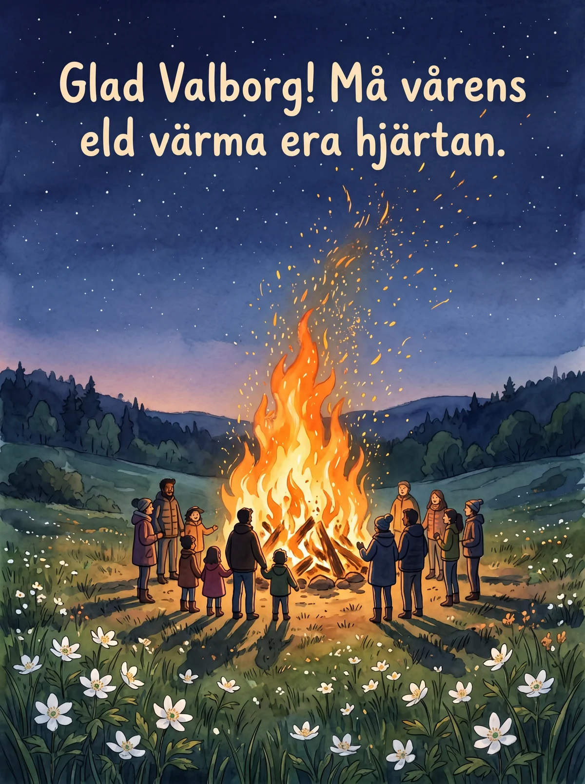 Valborgshälsning till vänner och familj