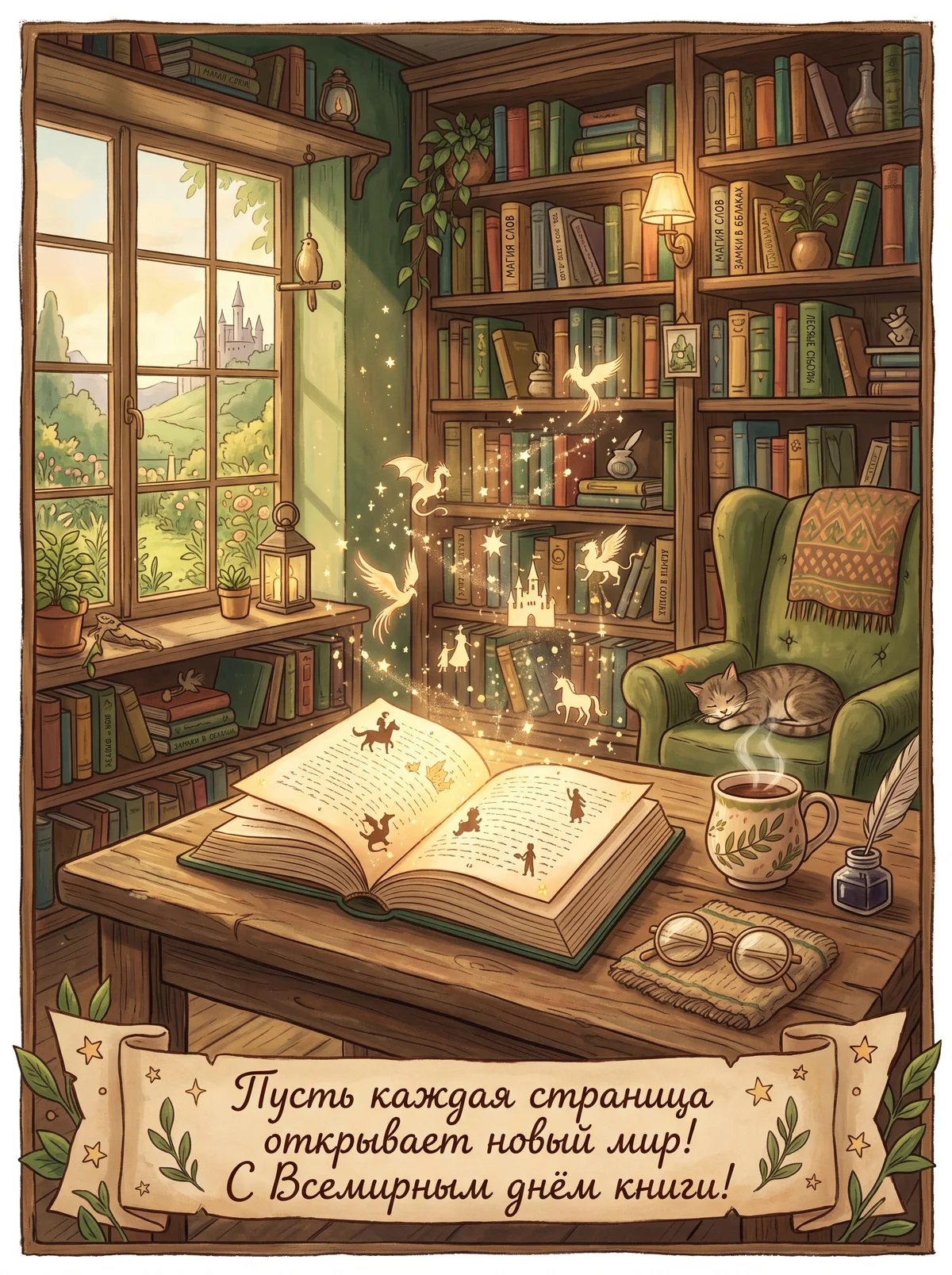 открытка на Всемирный день книги любителю читать