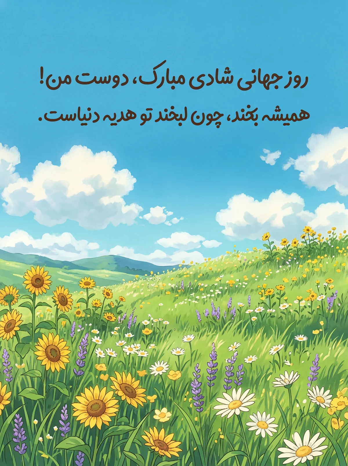 کارت تبریک روز جهانی شادی برای دوستم
