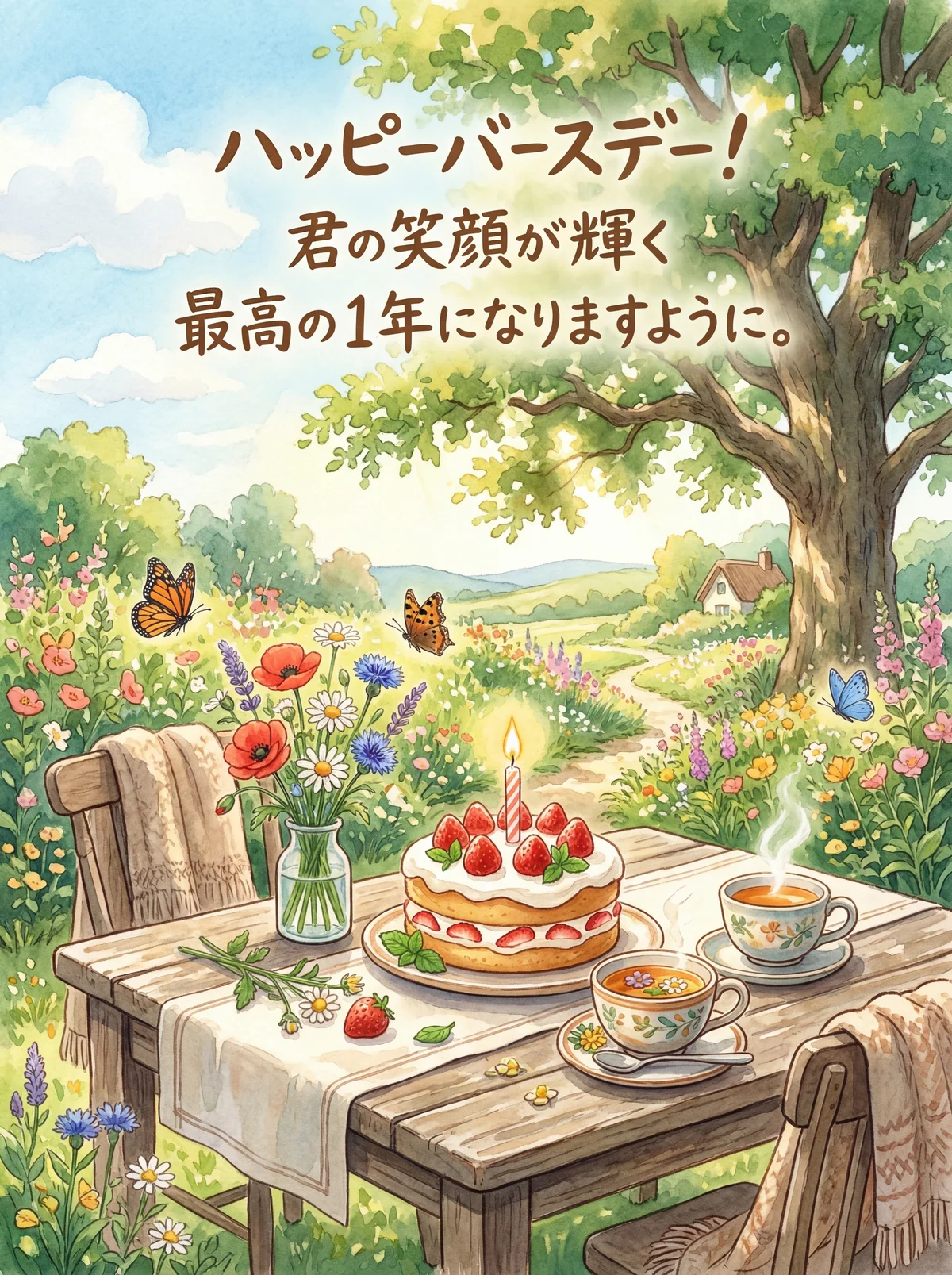 友達の誕生日をお祝いするメッセージカード