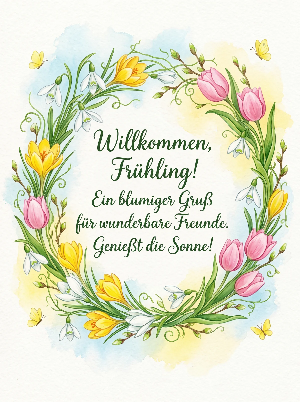 Grußkarte zum Frühlingsanfang für gute Freunde