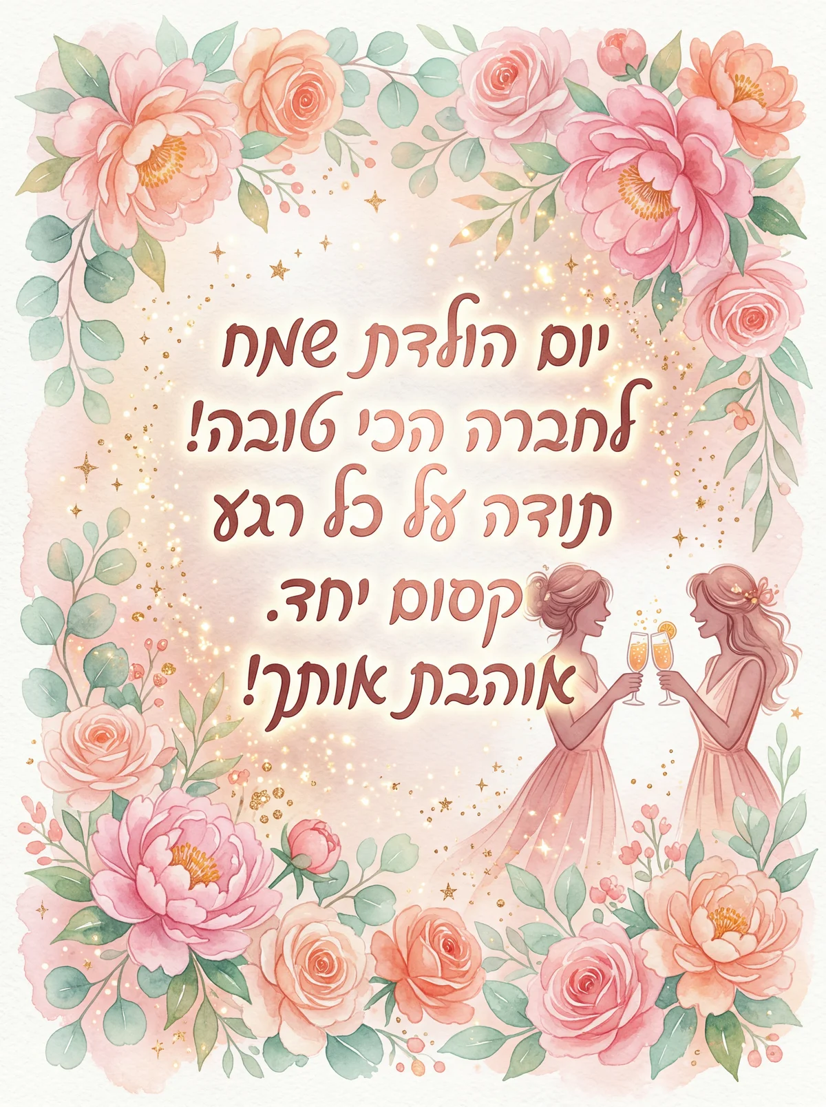 כרטיס ברכה ליום הולדת שמח לחברה הכי טובה