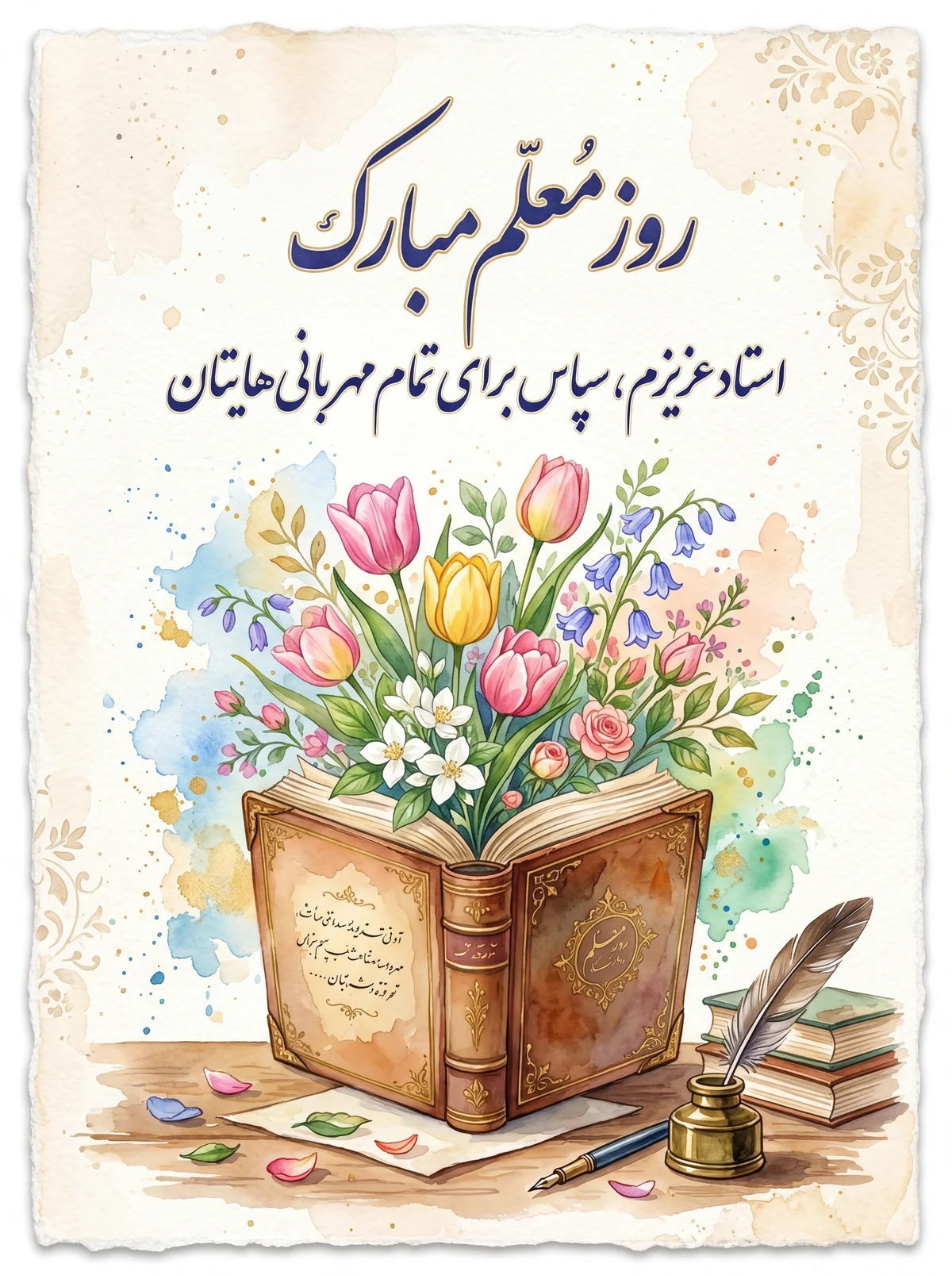 کارت تبریک روز معلم برای استاد عزیزم