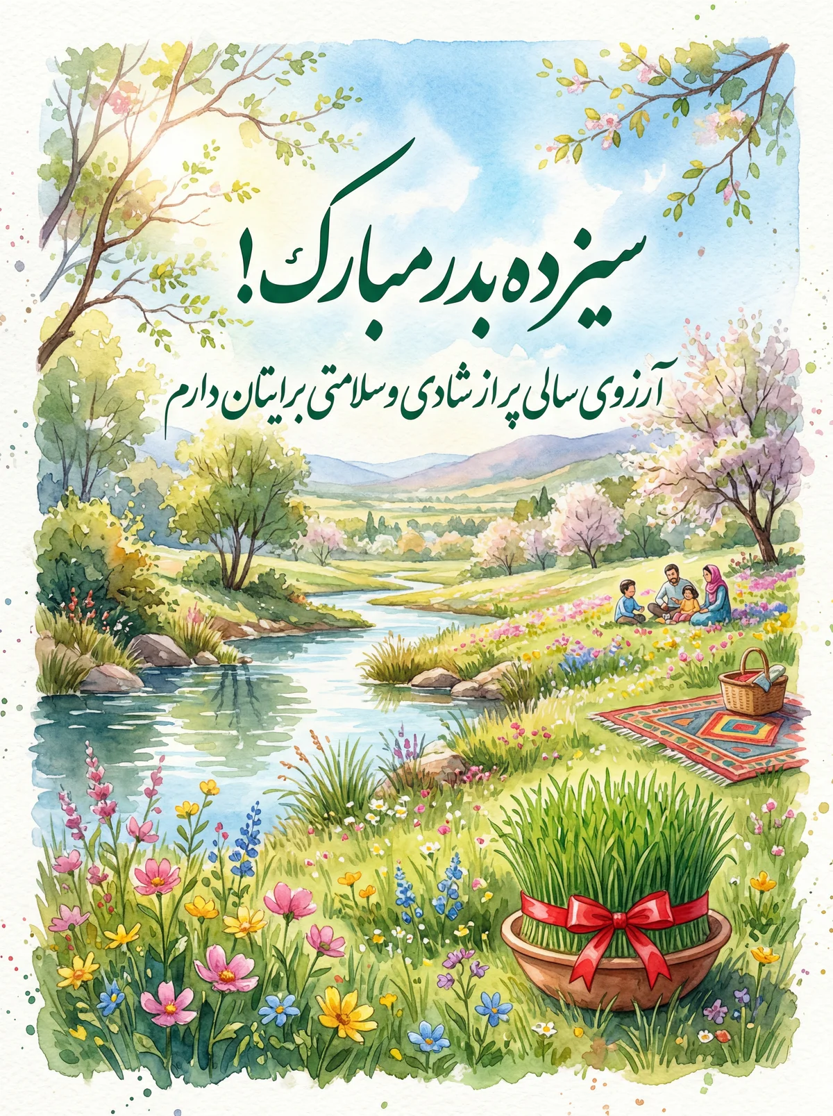 سیزده بدر مبارک! آرزوی سالی پر از شادی و سلامتی برایتان دارم...