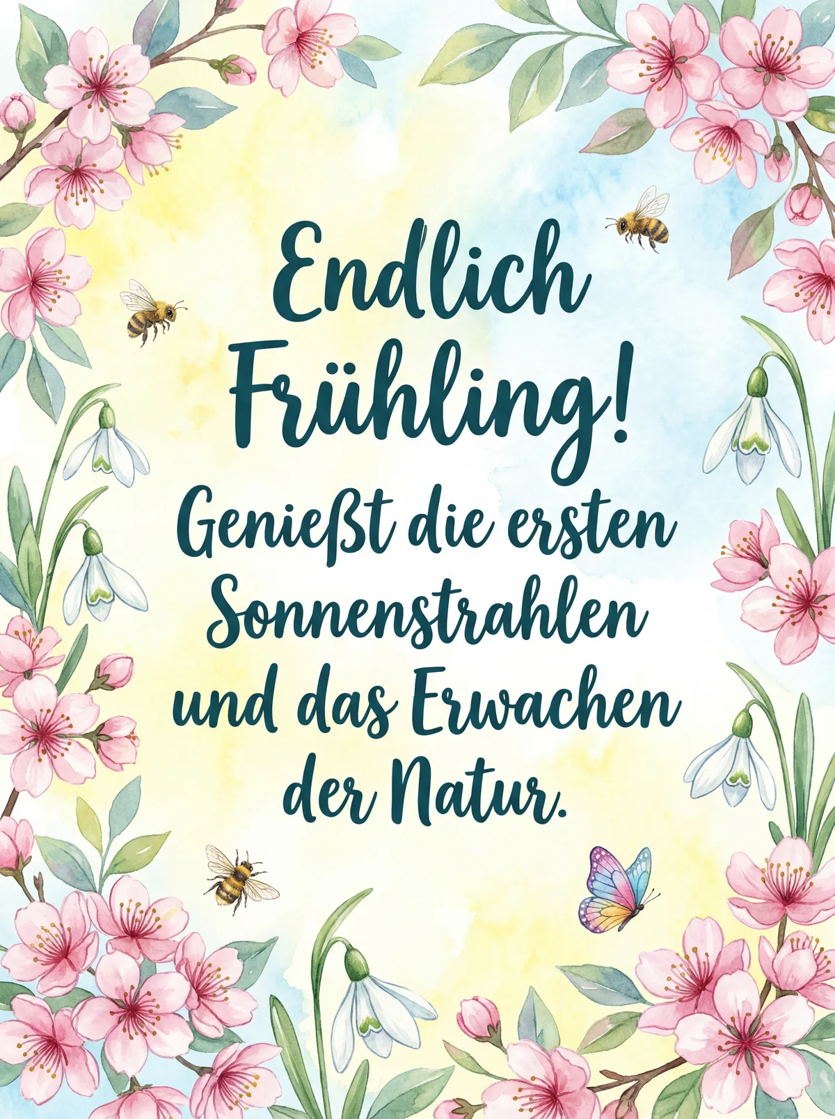 Grußkarte zum Frühlingsanfang für Freunde