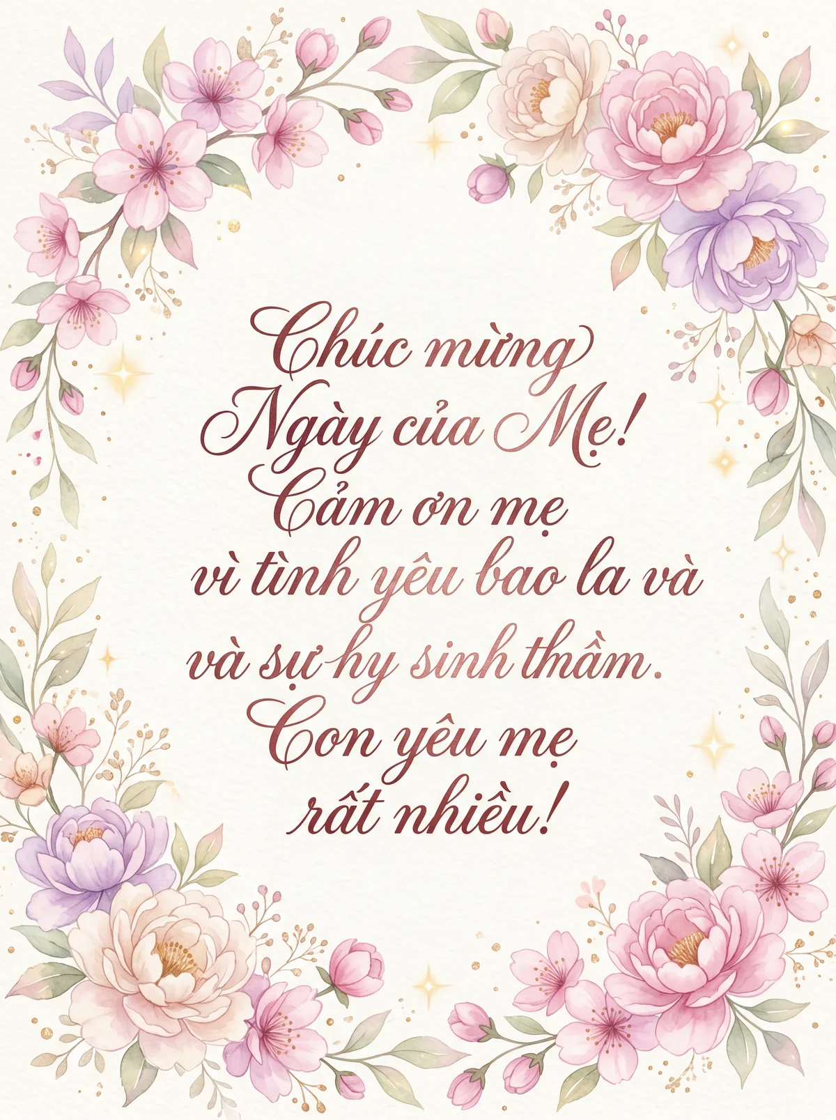 lời chúc mừng ngày của mẹ dành cho mẹ yêu