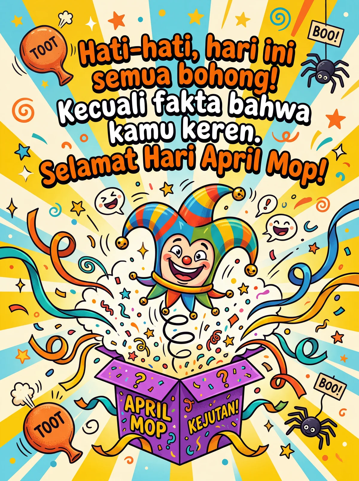 kartu ucapan lucu untuk Hari April Mop