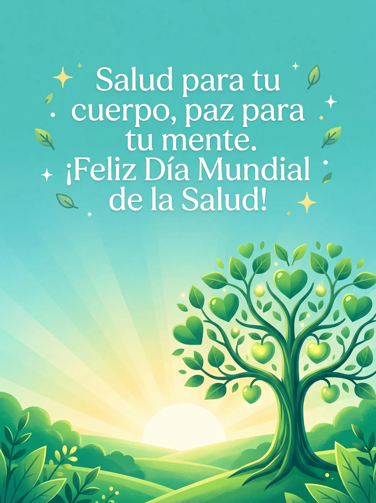 Tarjeta para el Día Mundial de la Salud deseando bienestar a...