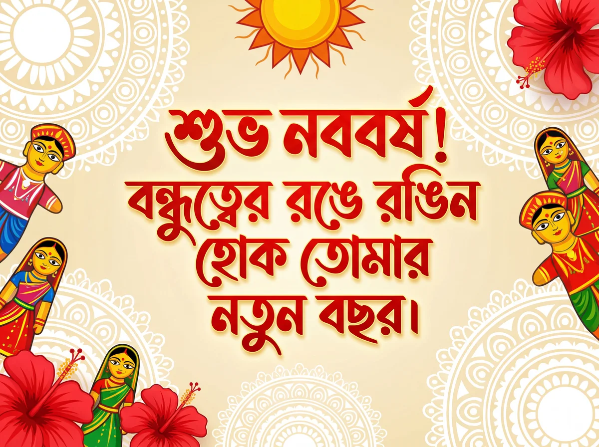 বন্ধুদের জন্য পহেলা বৈশাখের আনন্দময় শুভেচ্ছা