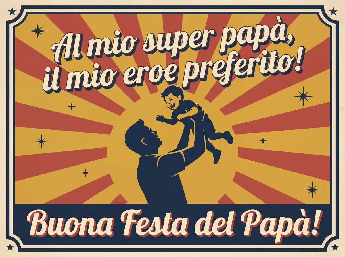 Cartolina d'auguri per la Festa del Papà al mio super papà.