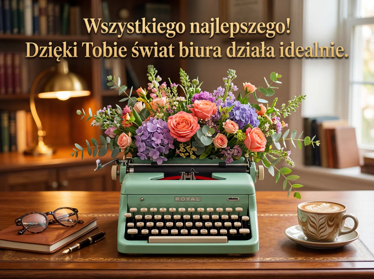 Kartka z życzeniami na Dzień Sekretarki