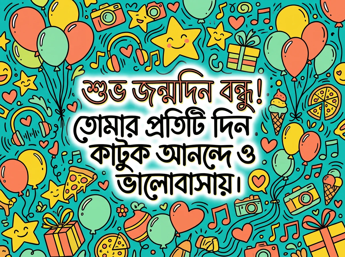 বন্ধুর জন্মদিনের শুভেচ্ছা কার্ড