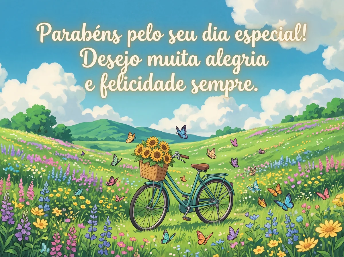 Parabéns pelo seu dia especial! Desejo muita alegria e felic...