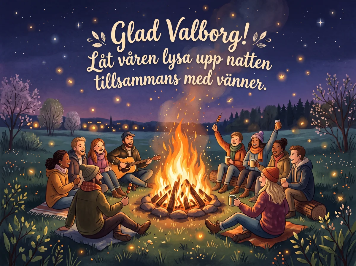 Korttext till Valborgsfirande med vänner