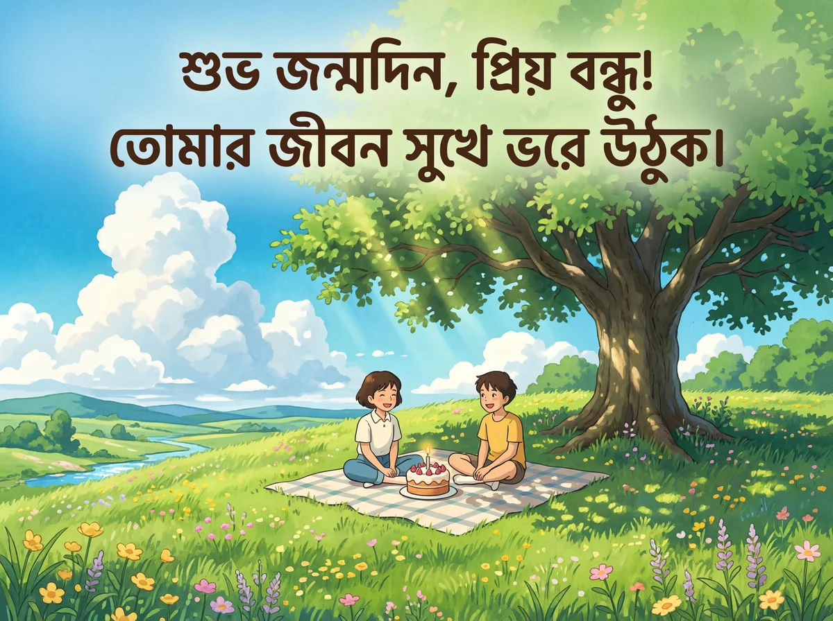 বন্ধুর জন্মদিনের শুভেচ্ছা কার্ড