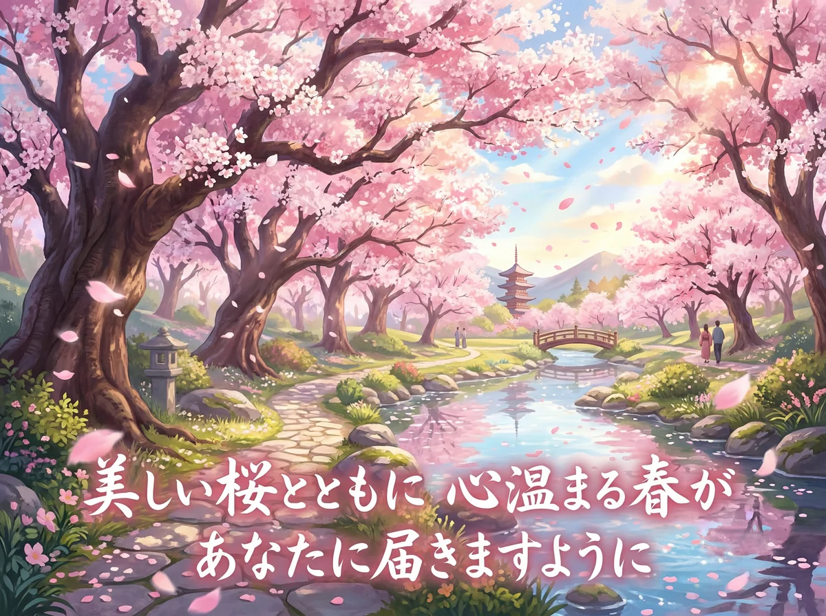 美しい桜の季節を祝う、大切な人への心温まるグリーティングカードの言葉