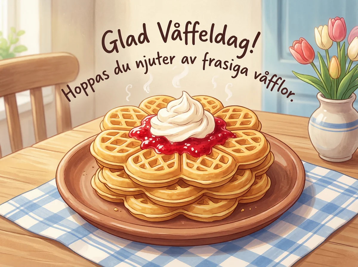 Glad Våffeldag! Hoppas du njuter av frasiga våfflor.