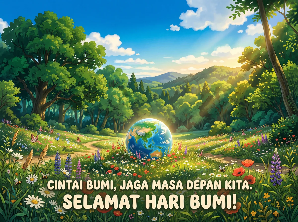 Kartu ucapan Hari Bumi untuk kesadaran lingkungan
