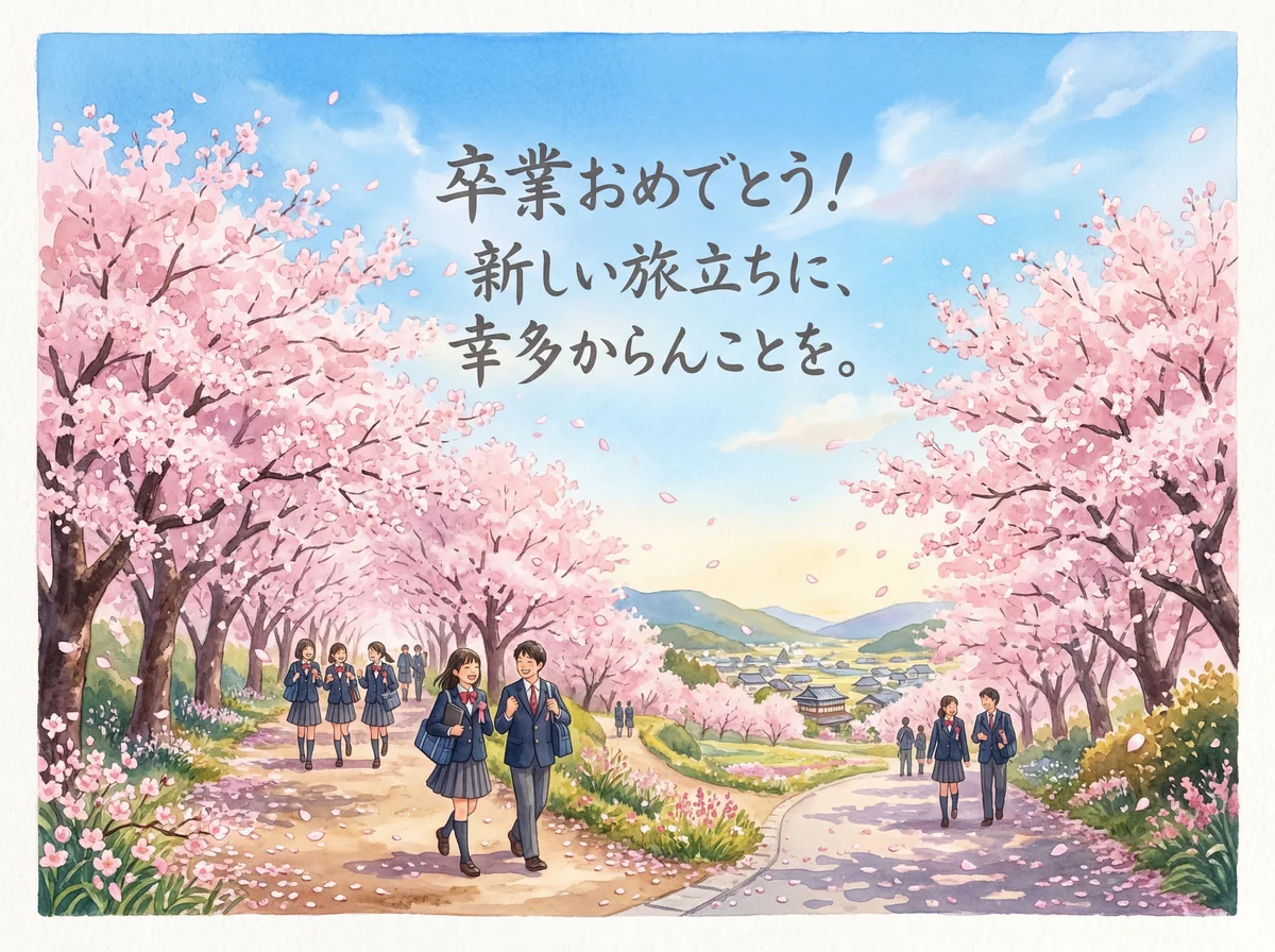 卒業おめでとう！新しい門出を祝うメッセージカード