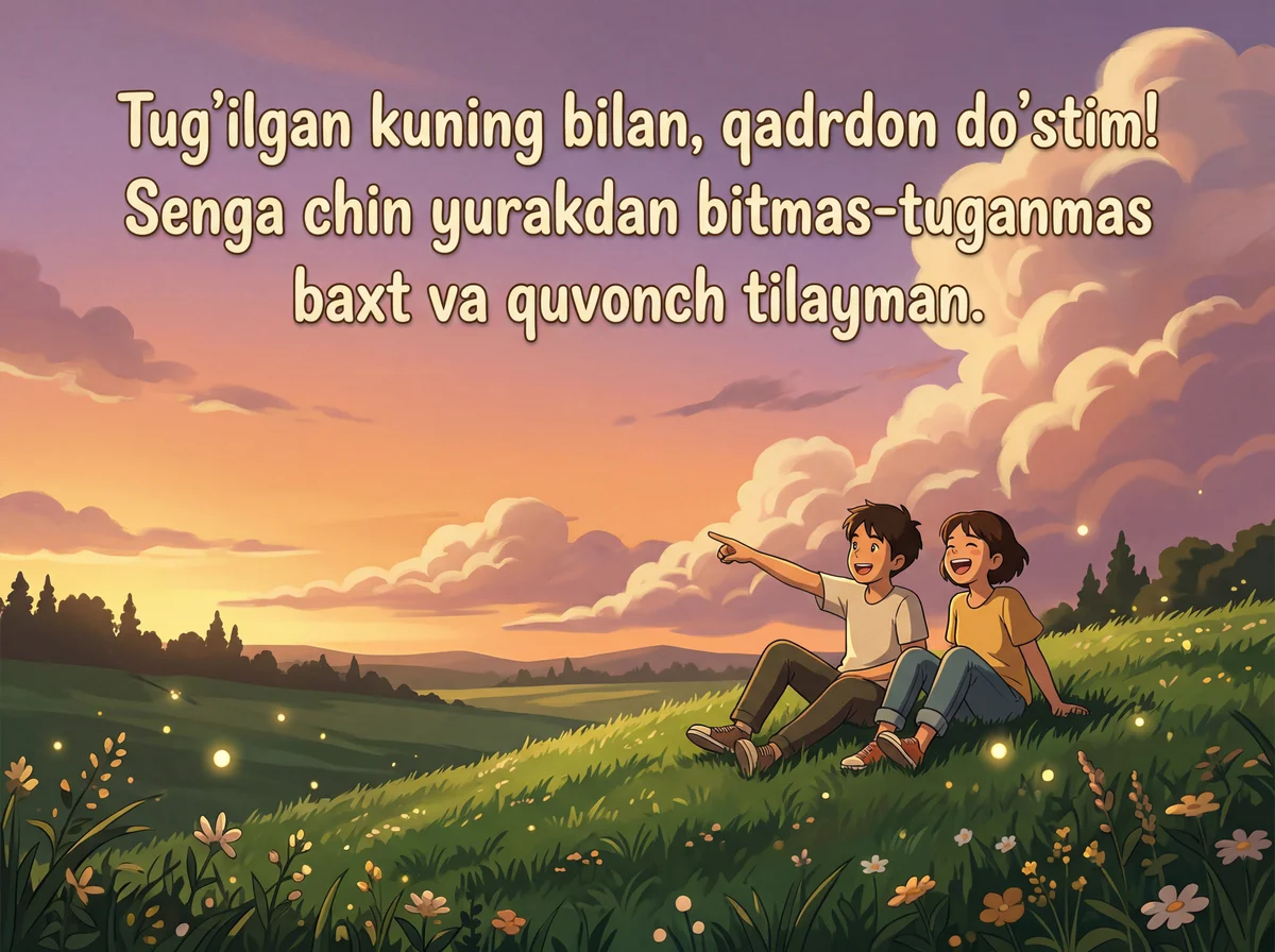 Eng yaqin do'stimga tug'ilgan kun tabrigi, chin yurakdan tab...