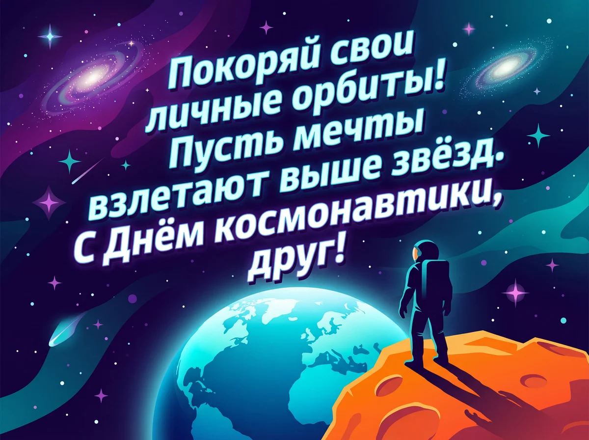 поздравление с Днем космонавтики для друга