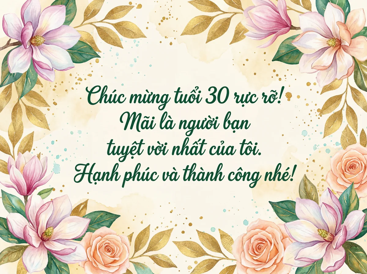 Lời chúc mừng sinh nhật tuổi 30 đến người bạn thân yêu