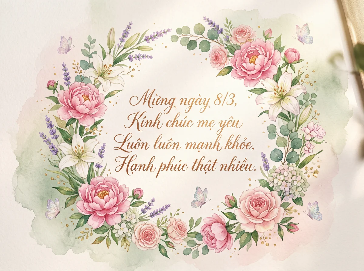 Thiệp chúc mừng 8/3 gửi mẹ yêu