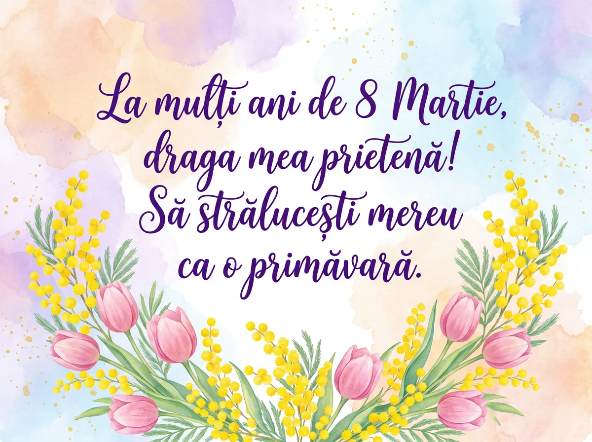 Urări de 8 Martie pentru o prietenă dragă