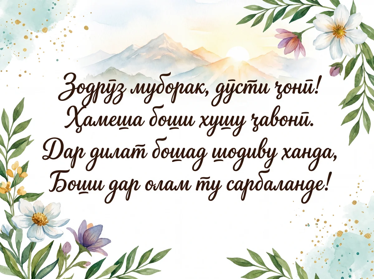 Табрикоти зодрӯзӣ барои дӯсти наздик