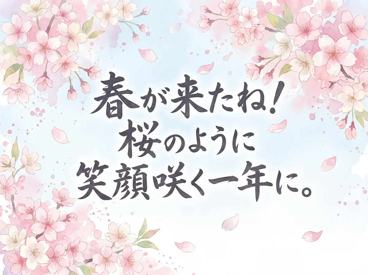 桜の開花を祝う、友人への春のメッセージ