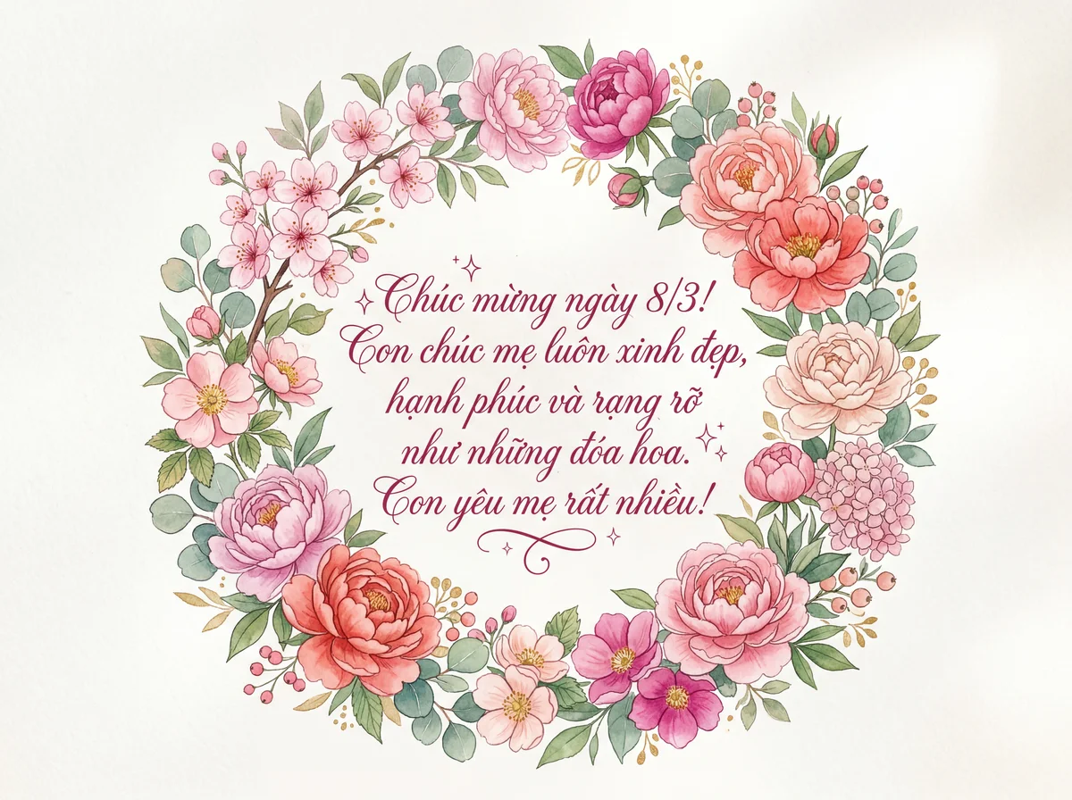 Lời chúc 8/3 ngọt ngào dành tặng mẹ yêu